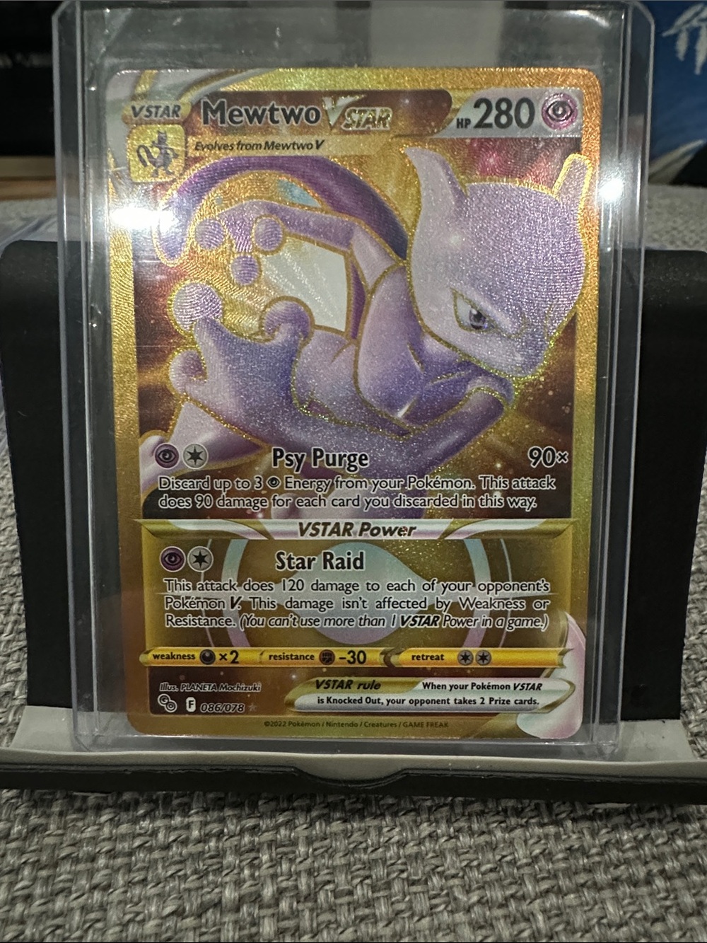 Pokemon Mewtwo Gold-Edged Purple Holographic Card Corner